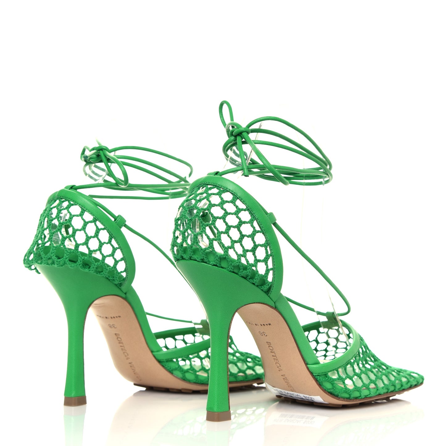 Mesh Nappa Stretch Ankle Tie 90mm Sandals 38 Grass
