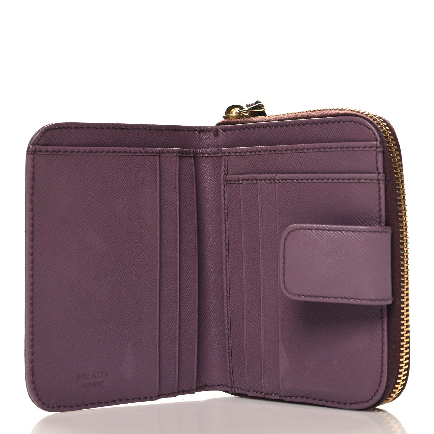 Saffiano Triangle Compact Zip Around Wallet Purple