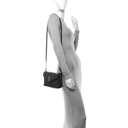 Saint Laurent Calfskin Y Quilted Monogram Toy Loulou Crossbody Bag Storm 2 of 11