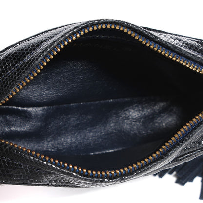 Chanel Quilted Lizard Tassel Cosmetic Pouch Navy 4 of 7