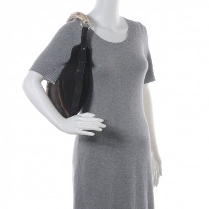 Saint Laurent Suede and Mink Mombasa Horn Hobo Brown 2 of 7