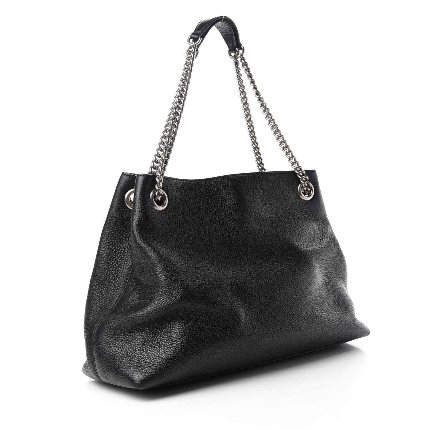 Gucci Pebbled Calfskin Studded Medium Soho Chain Shoulder Bag Black 3 of 10