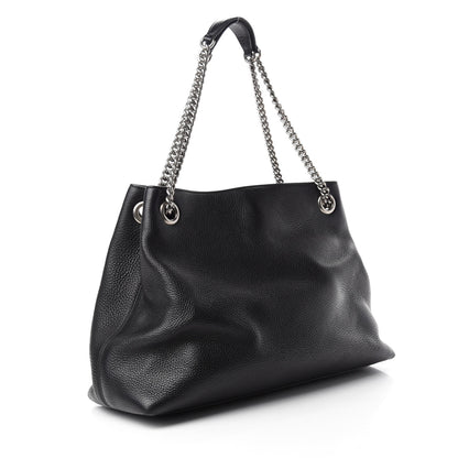 Gucci Pebbled Calfskin Studded Medium Soho Chain Shoulder Bag Black 3 of 10