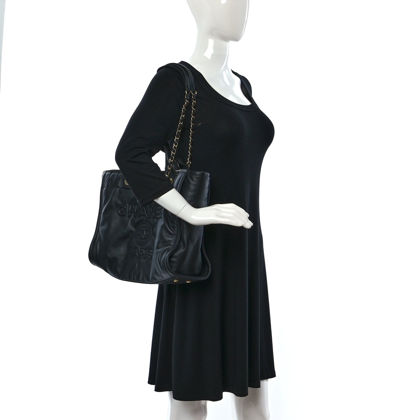 Calfskin Small Deauville Tote Black