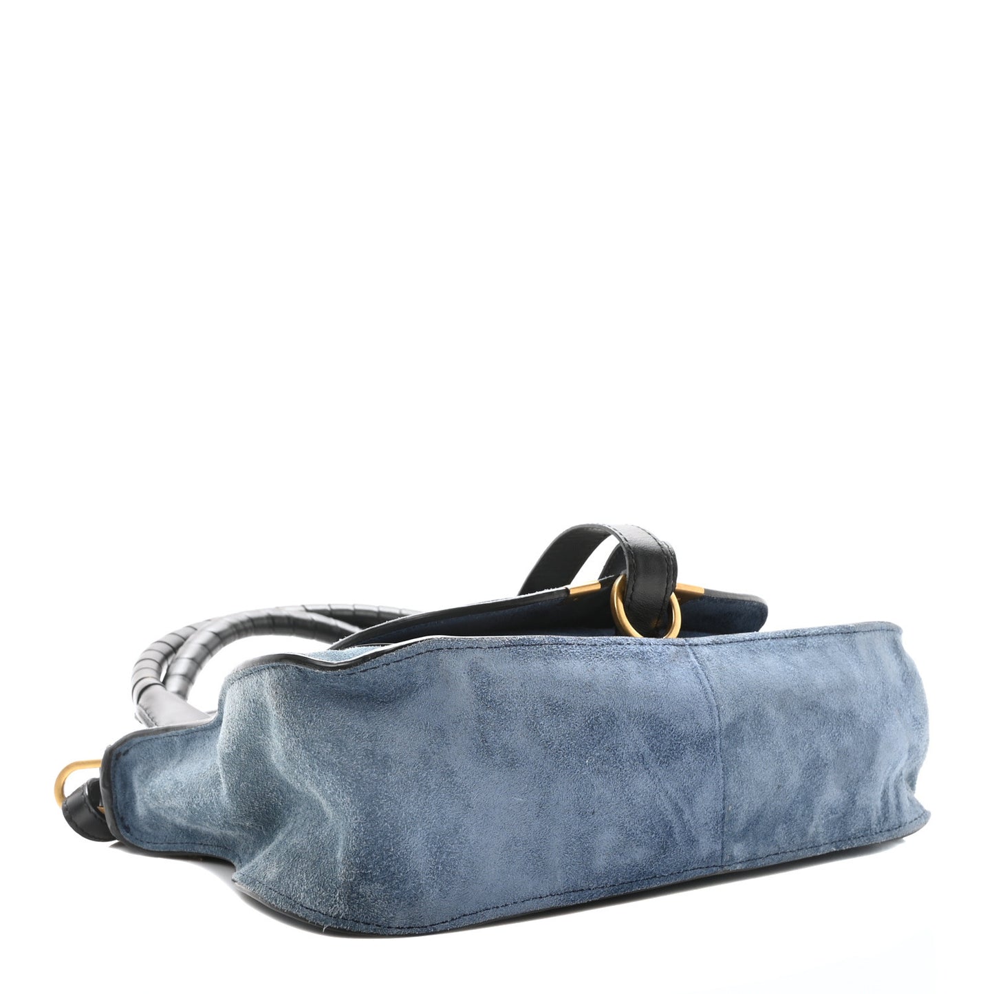 Suede Calfskin Braided Medium Marcie Double Carry Deep Denim