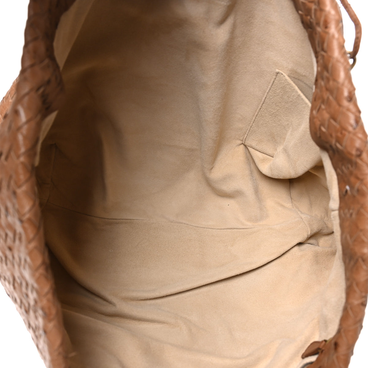 Ostrich Intrecciato Large Capri Tote Noce