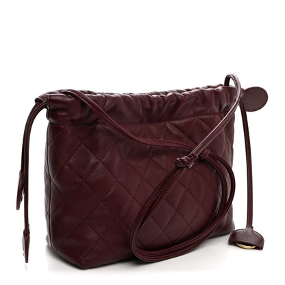 Chanel Lambskin Quilted Drawstring Clutch With Strap Dark Burgundy 3 of 11