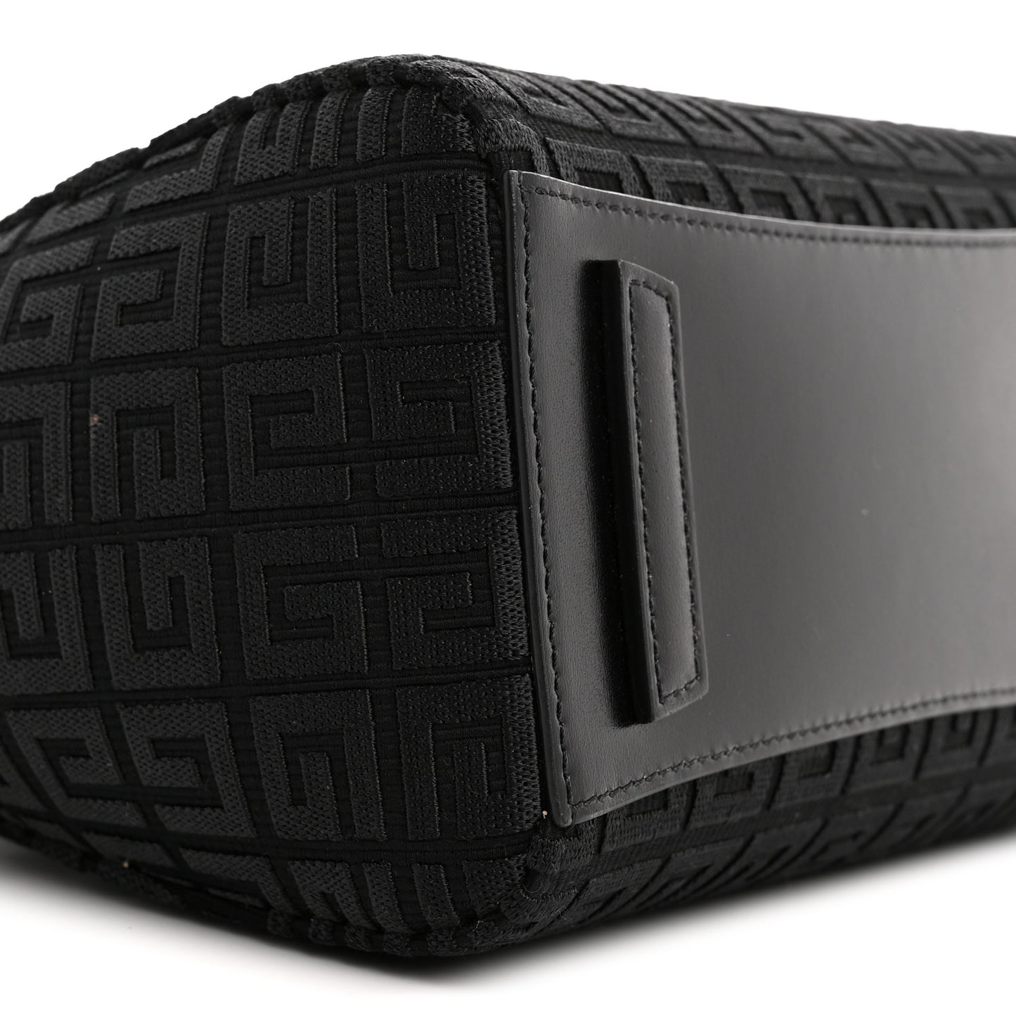 Canvas Jacquard Embroidered Calfskin 4G Mini Antigona Black