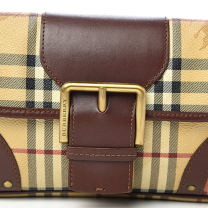 Burberry Haymarket Check Buckle Satchel Brown 11 of 12