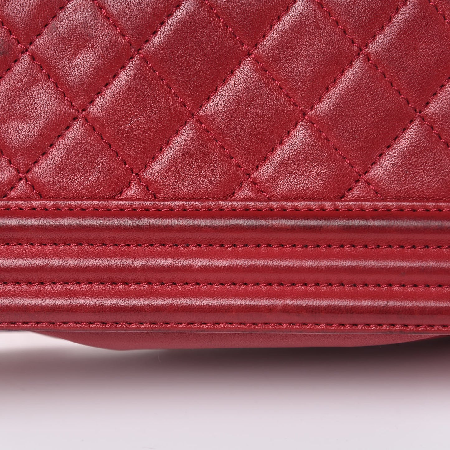 Lambskin Quilted Small Boy Flap Dark Red