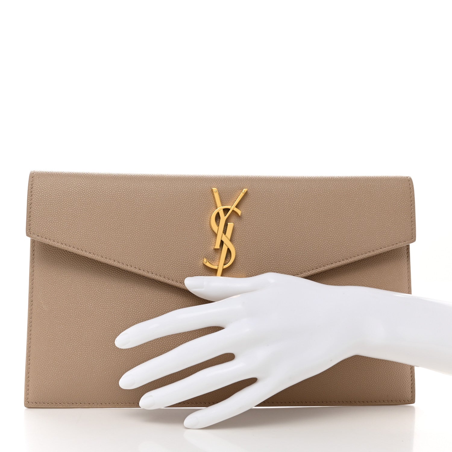 Saint Laurent Grain De Poudre Uptown Pouch Dark Beige 2 of 7