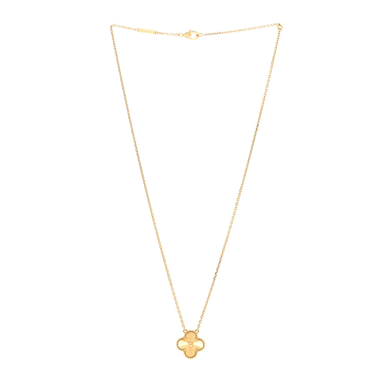 18K Yellow Gold Guilloche Vintage Alhambra Pendant Necklace