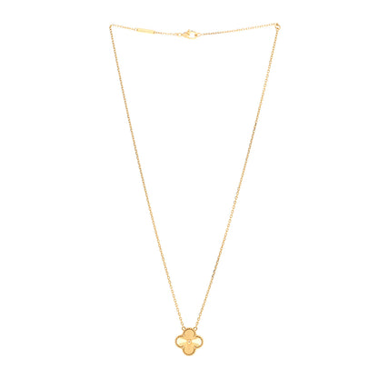 Van Cleef & Arpels 18K Yellow Gold Guilloche Vintage Alhambra Pendant Necklace 3 of 5