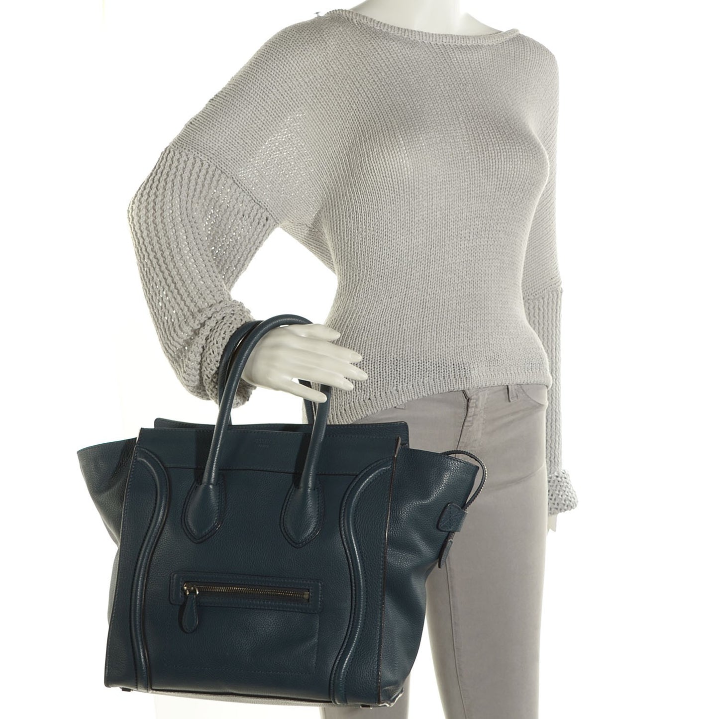 Drummed Calfskin Mini Luggage Blue
