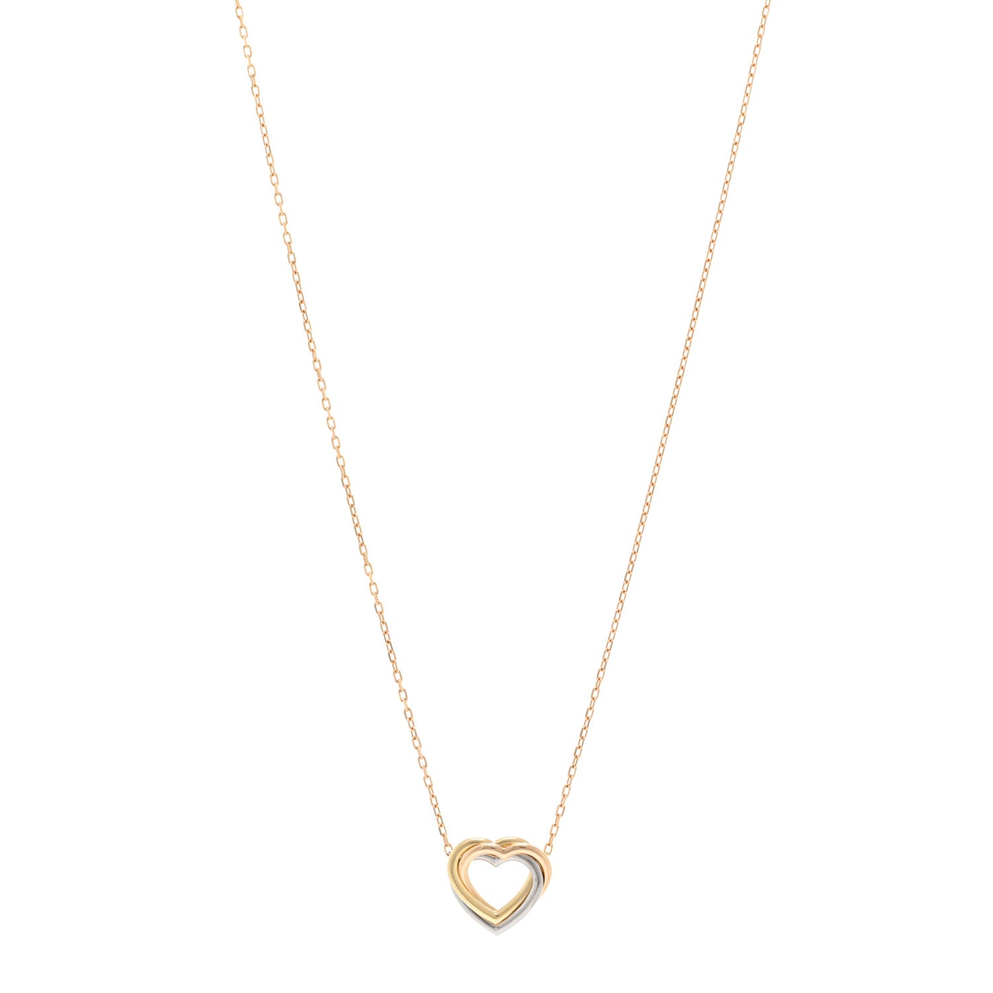 18K Pink Yellow White Gold Trinity Heart Necklace