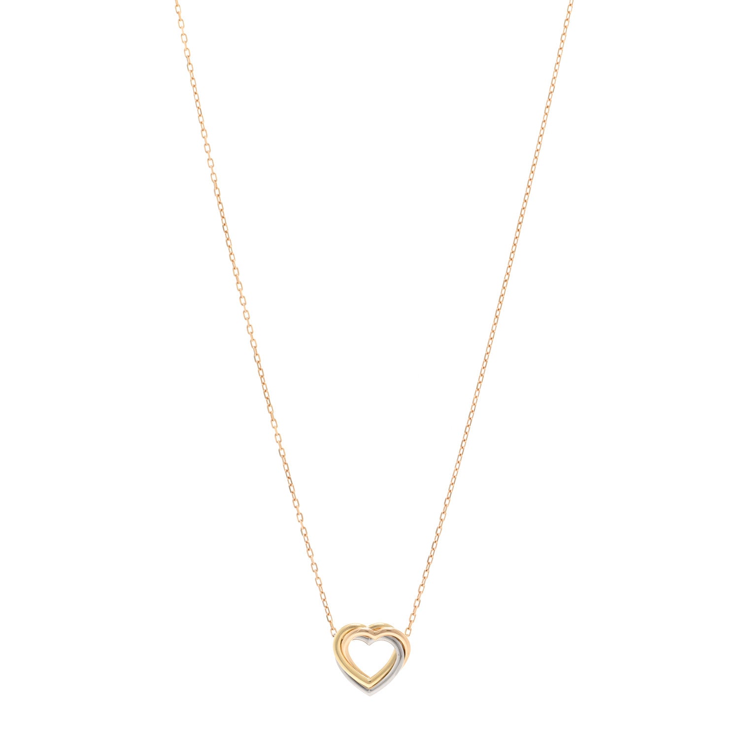 Cartier 18K Pink Yellow White Gold Trinity Heart Necklace 1 of 5