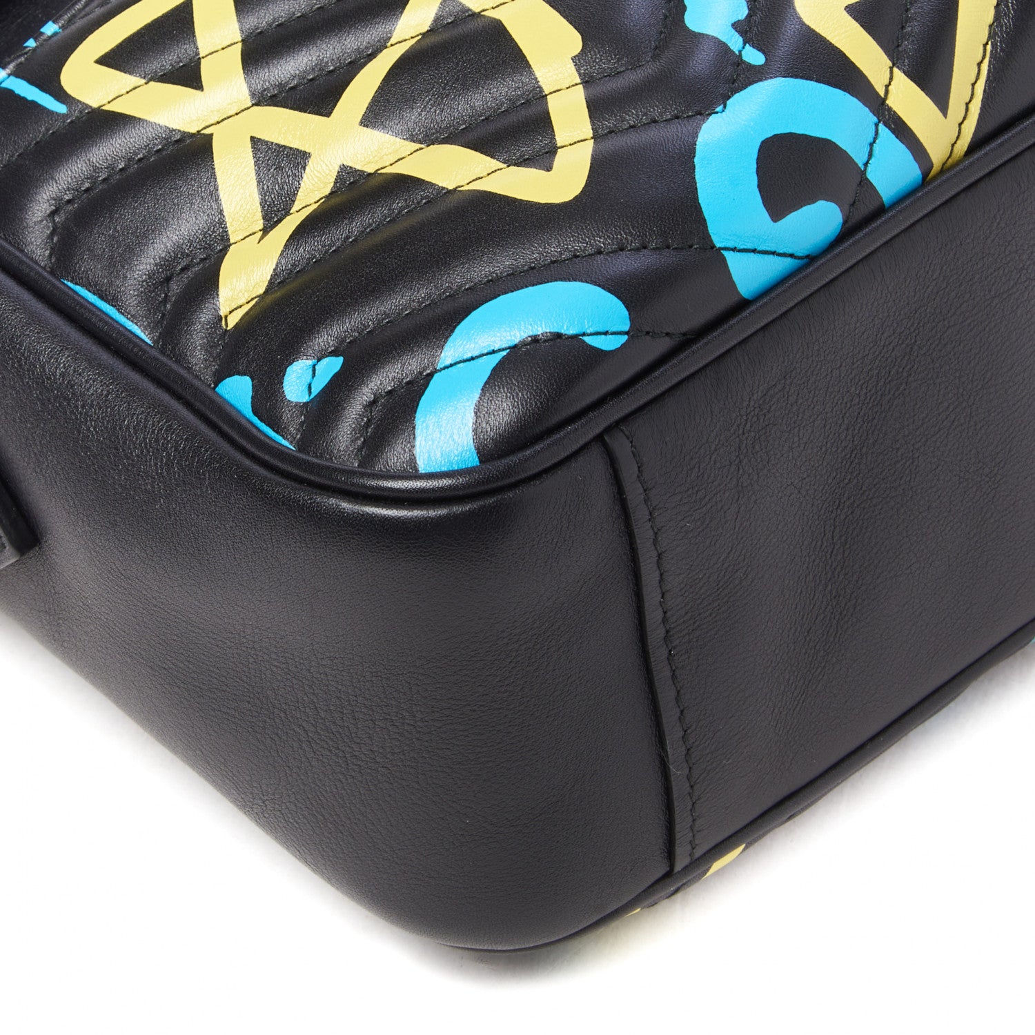 Gucci Calfskin Matelasse GucciGhost Medium GG Marmont Chain Shoulder Bag Black New Acquamarine 9 of 11