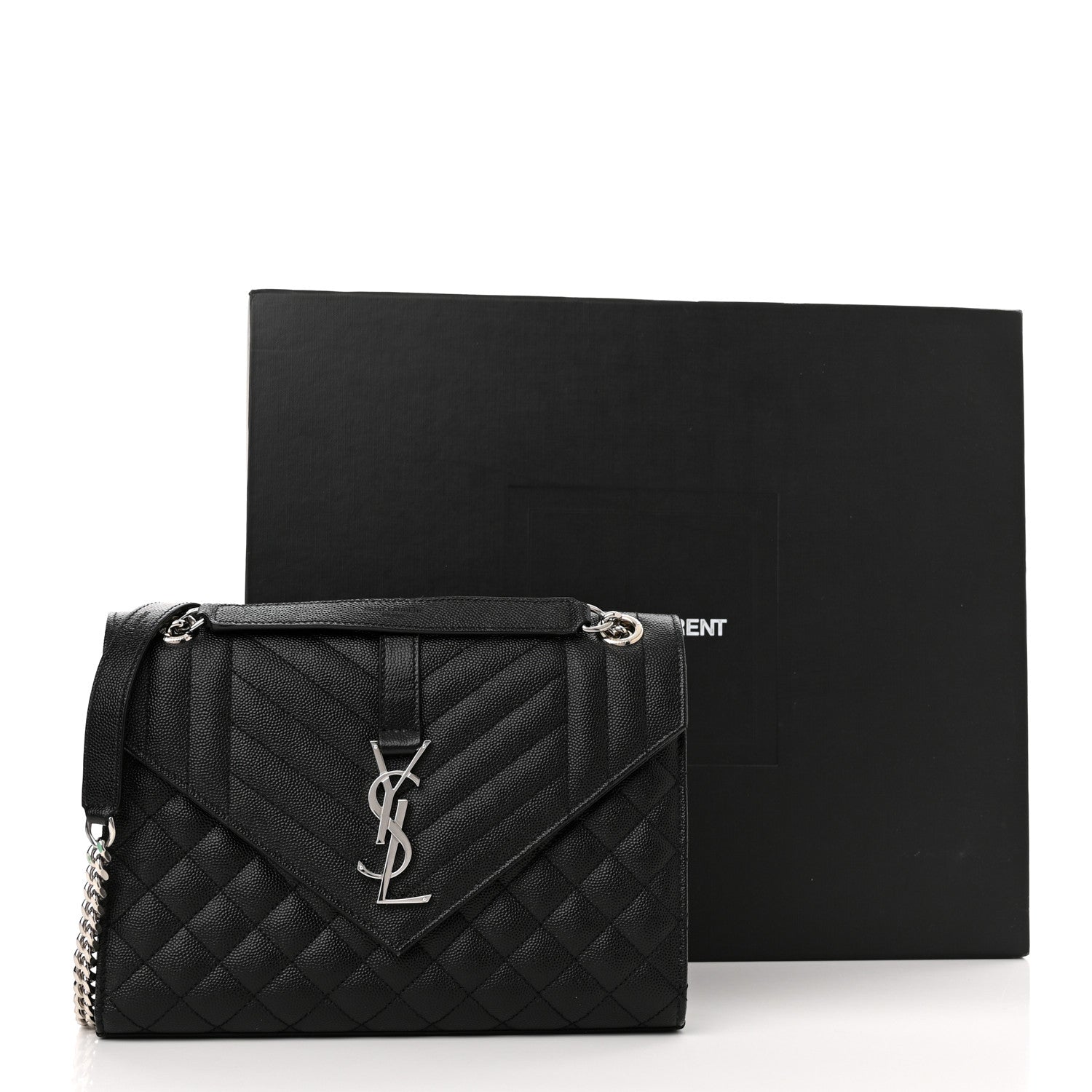 Saint Laurent Grain De Poudre Textured Mixed Matelasse Triquilt Medium Monogram Satchel Black 10 of 10