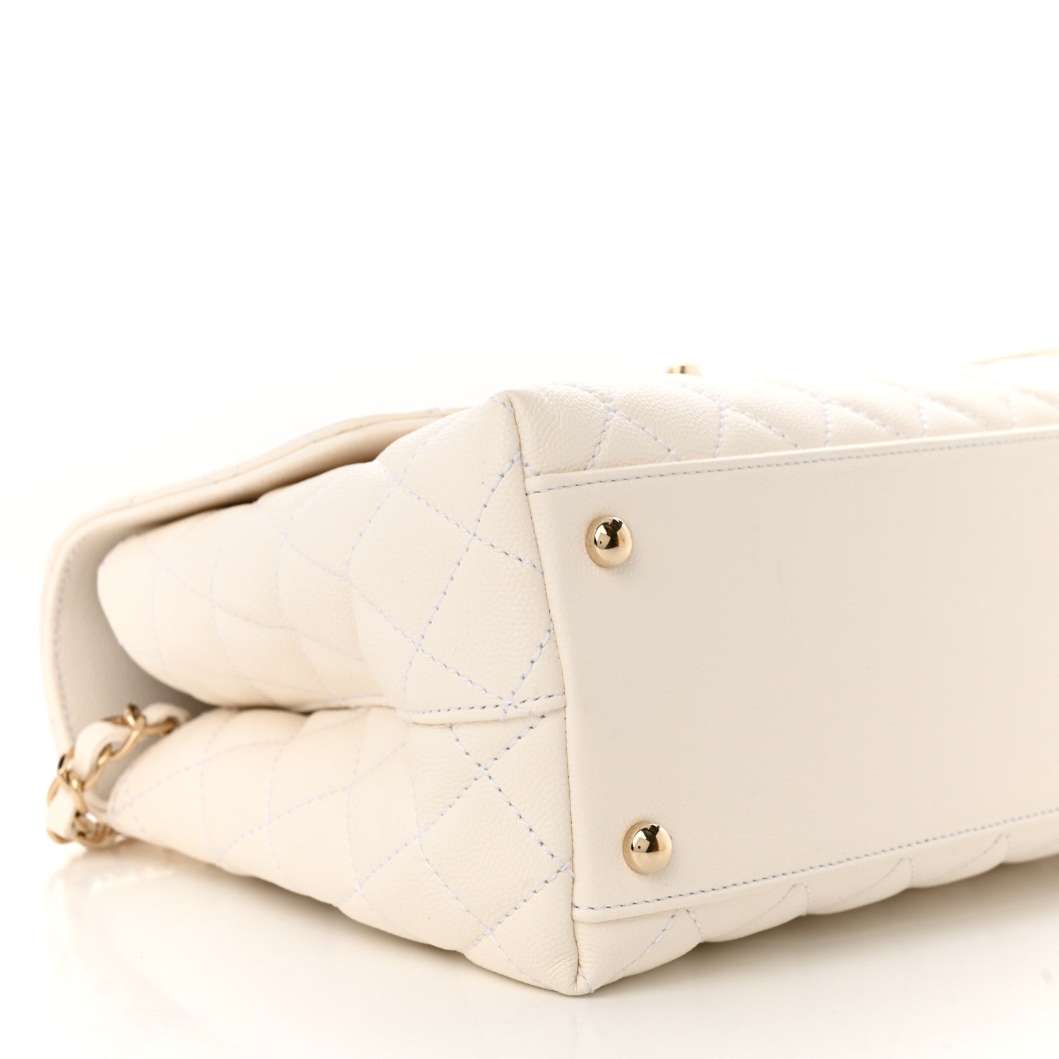 Chanel Caviar Quilted Small Coco Handle Flap White 9 of 10