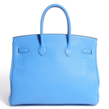 Hermes Taurillon Clemence Birkin 35 Bleu Paradis 21 of 26