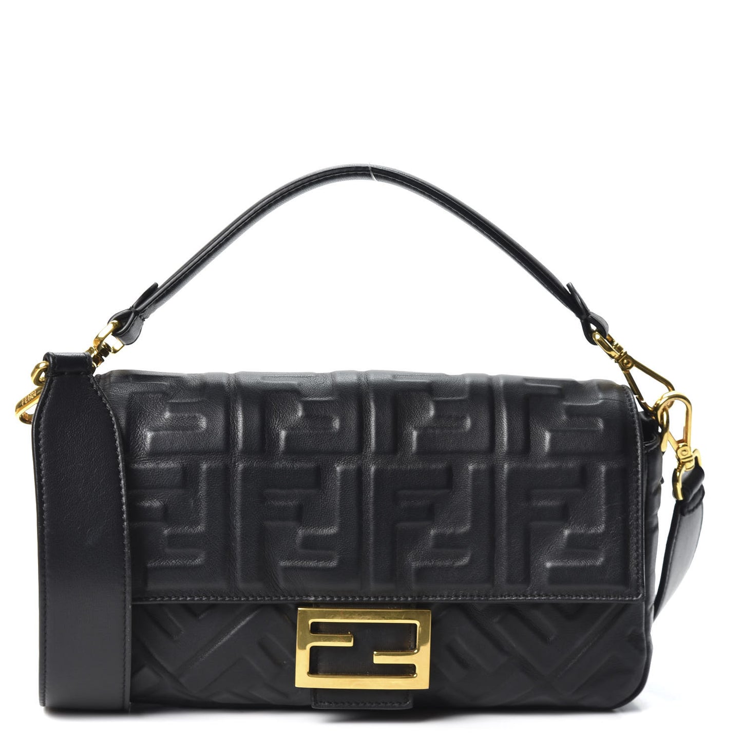 Nappa FF 1974 Embossed Baguette Black