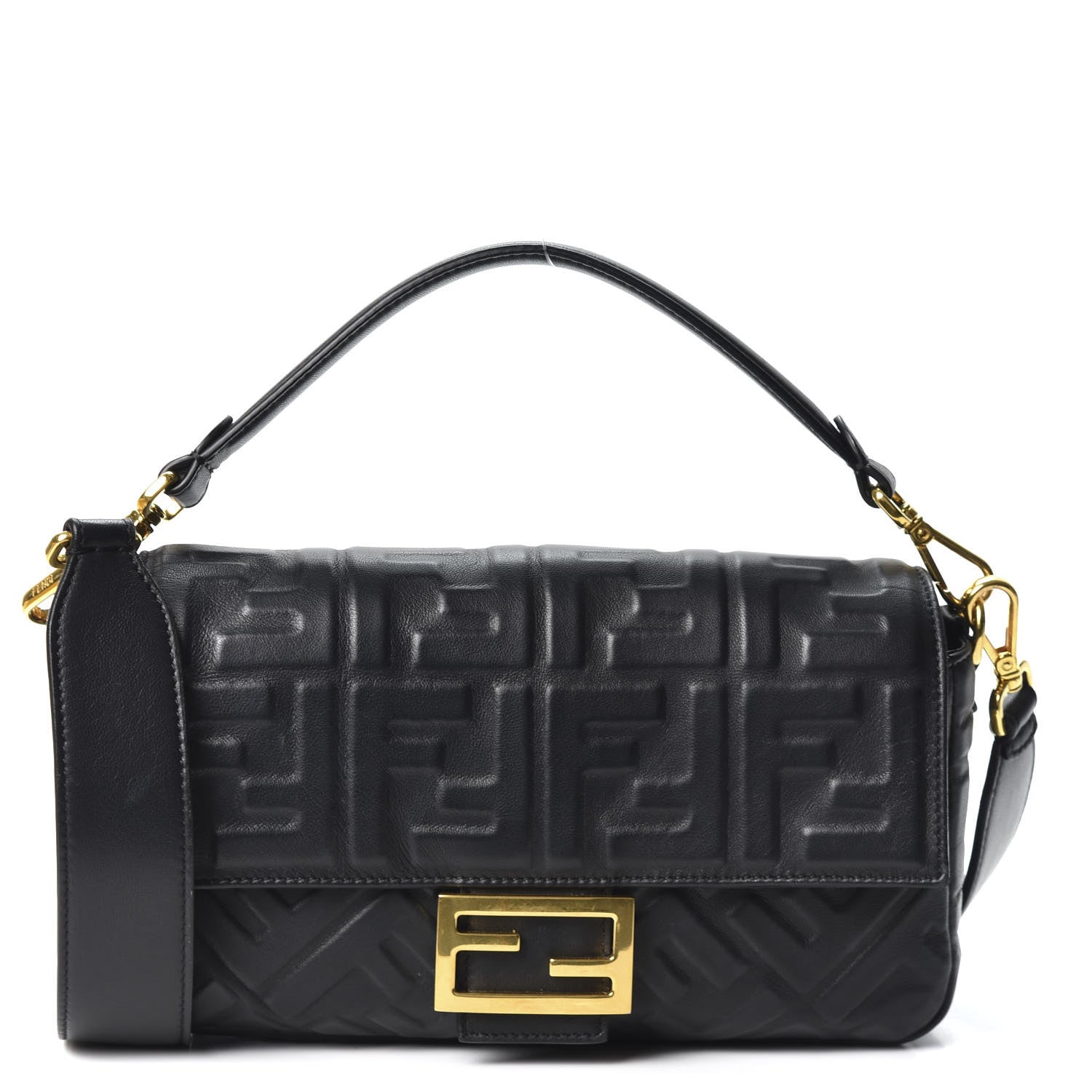 Fendi Nappa FF 1974 Embossed Baguette Black 1 of 12