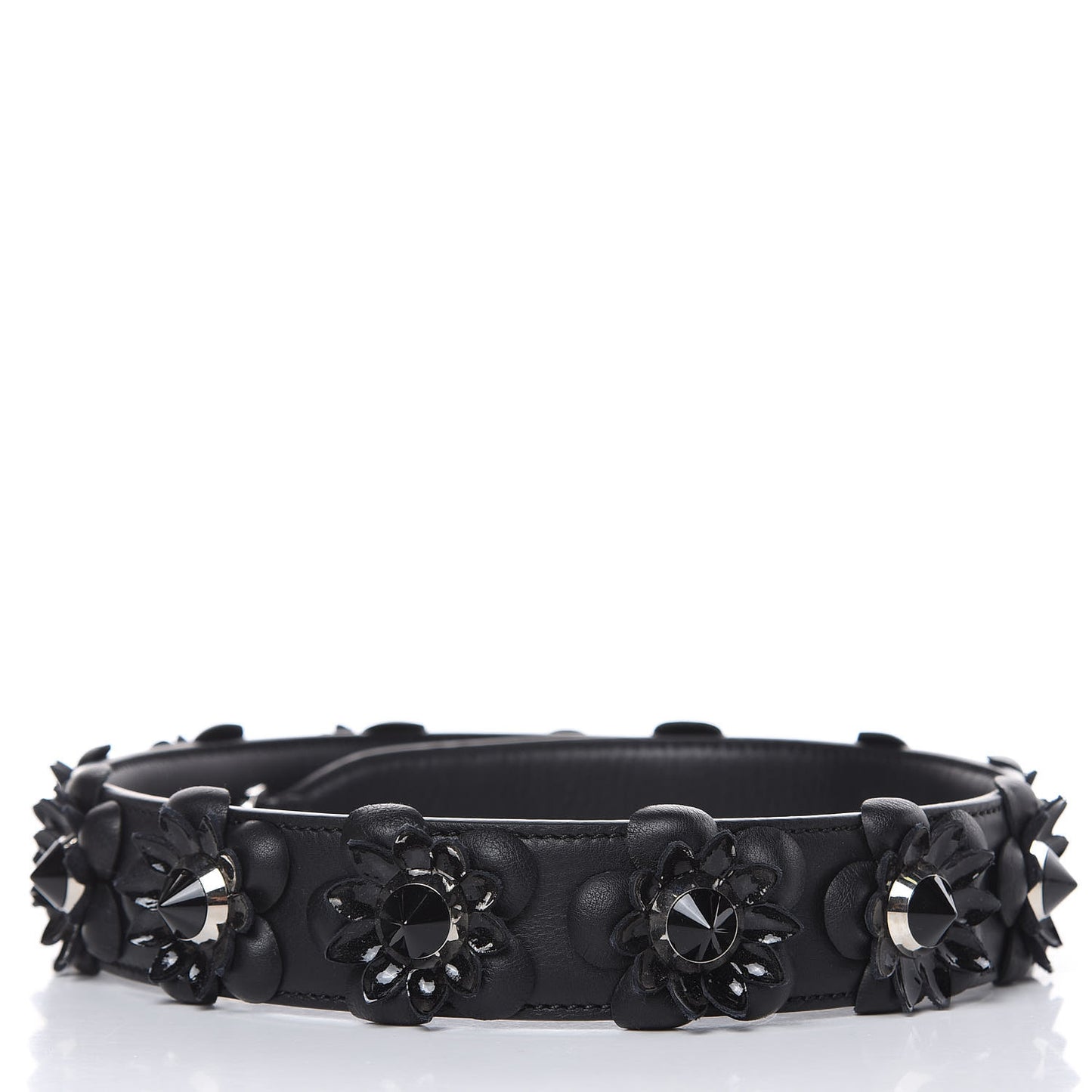 Vitello Dolce Nappa Patent Flowerland Studded Strap You Black