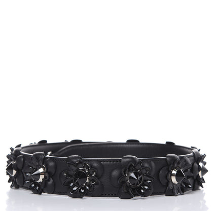 Fendi Vitello Dolce Nappa Patent Flowerland Studded Strap You Black 2 of 4