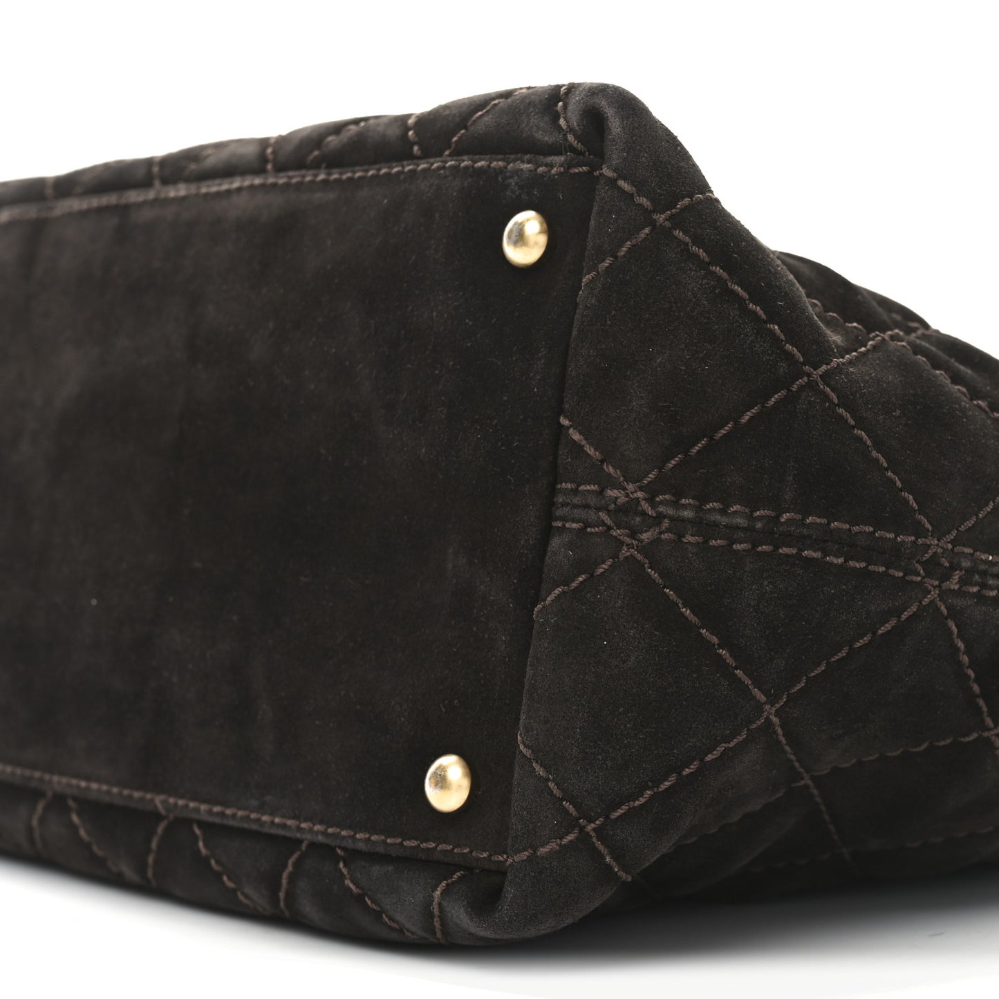 Suede Quilted Shopping Tote Brown