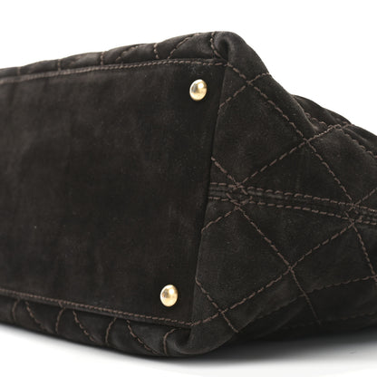 Chanel Suede Quilted Shopping Tote Brown 10 of 13