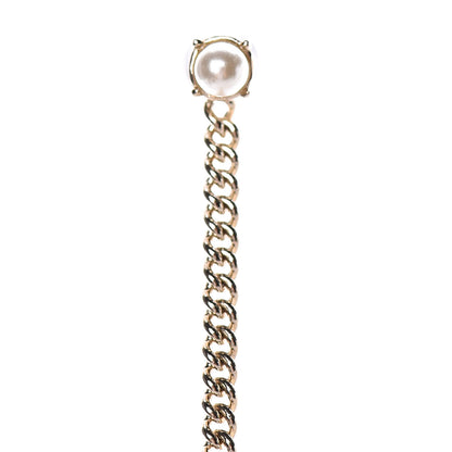 Chanel Crystal Pearl Dazzling Domino Drop Earrings Matte Gold 5 of 6