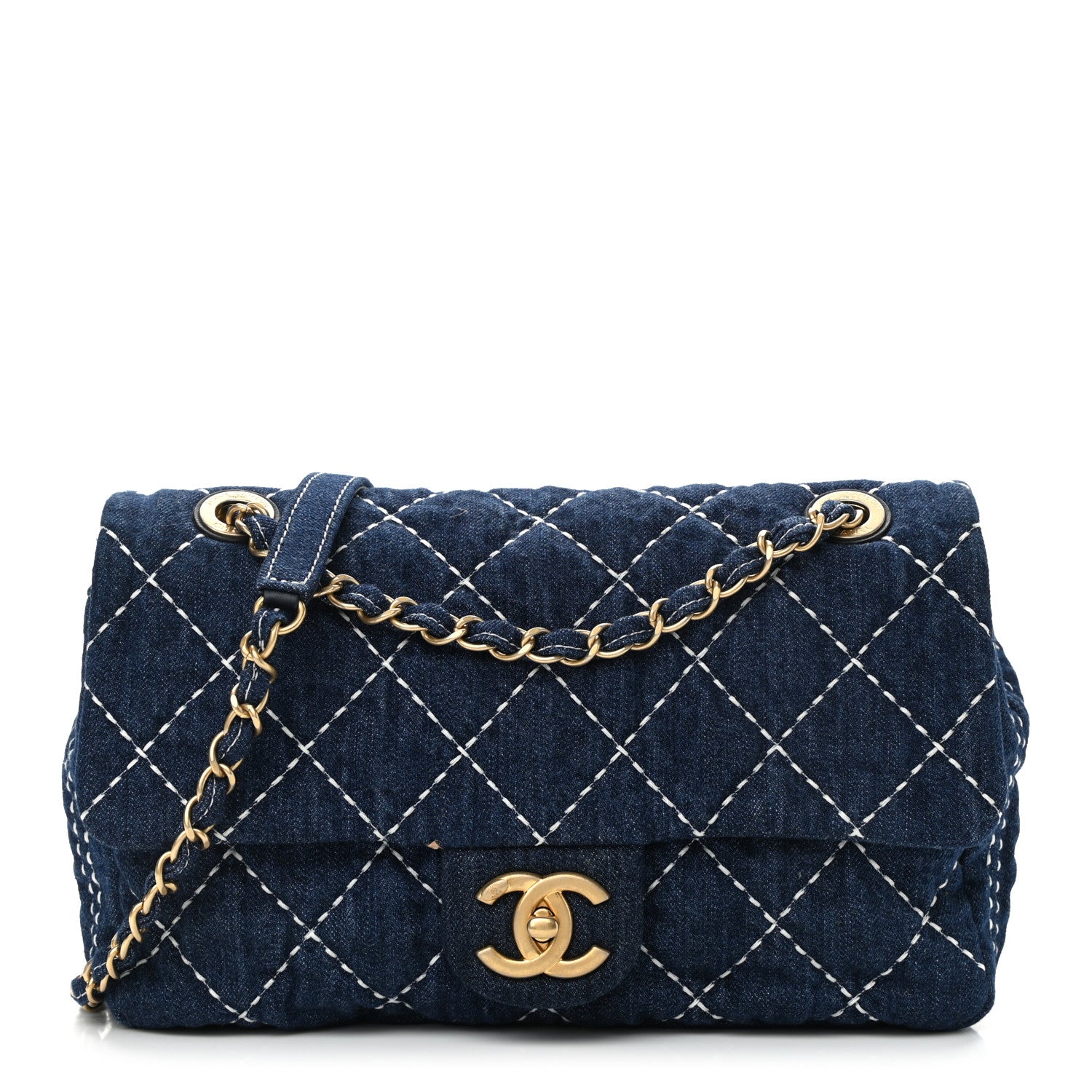 Chanel Denim Quilted Medium Denim Trip Single Flap Blue 1 of 11