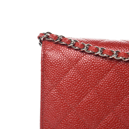 Chanel Caviar Quilted Wallet on Chain WOC Red 11 of 12