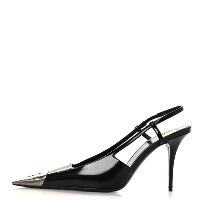 Saint Laurent Smooth Calfskin Jeanne 90 Slingback Pumps 38.5 Black 1 of 10