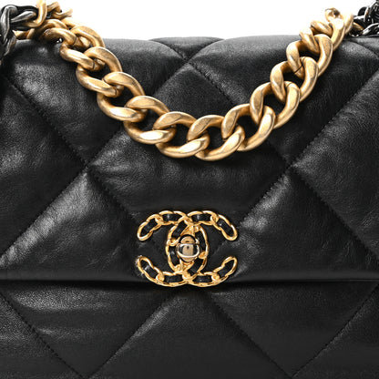 Chanel Goatskin Quilted Large Chanel 19 Flap Black 8 of 10