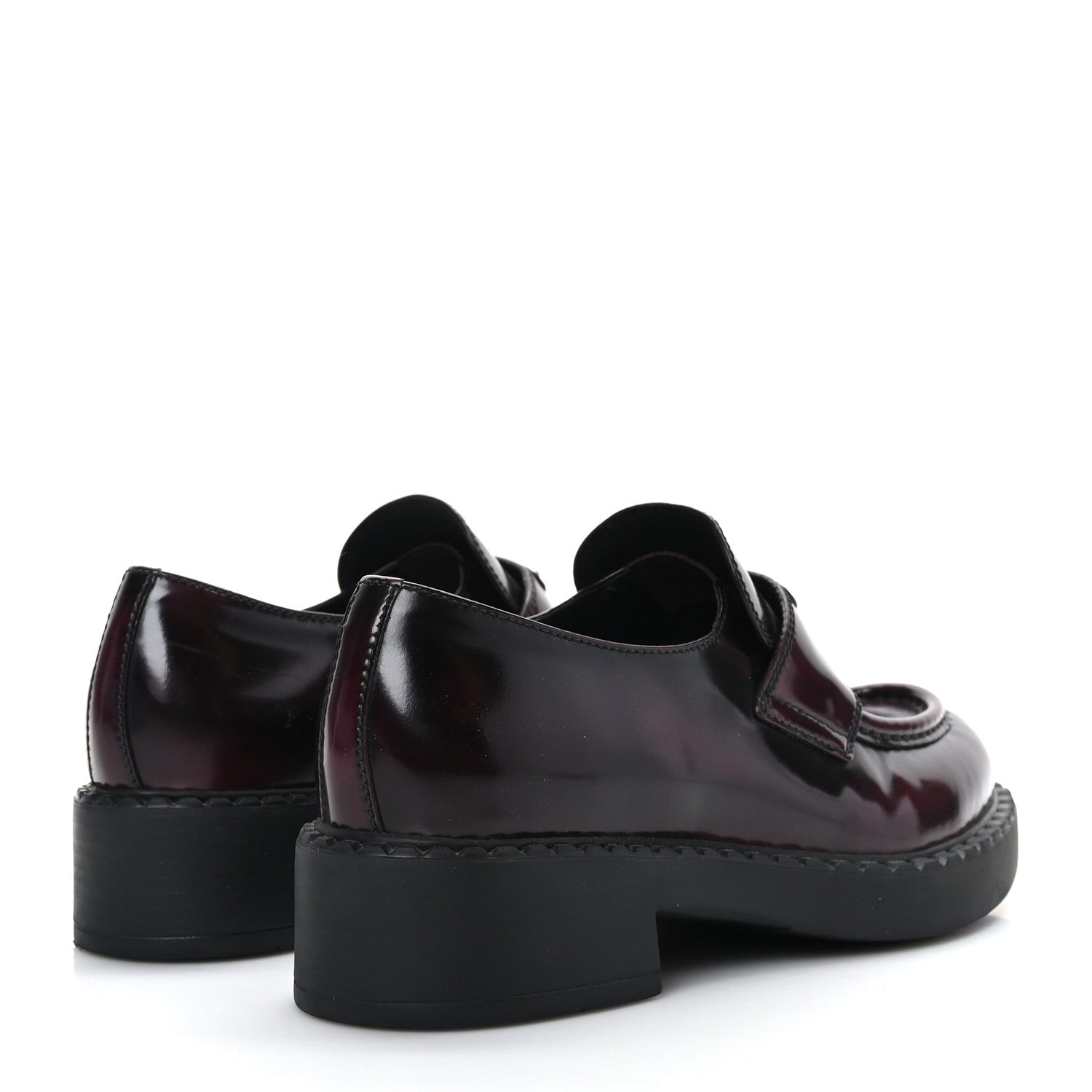 Prada Spazzolato Fume Metal Triangle Logo 50mm Loafers 36.5 Granato 4 of 8