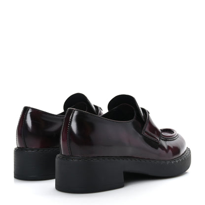 Prada Spazzolato Fume Metal Triangle Logo 50mm Loafers 36.5 Granato 4 of 8