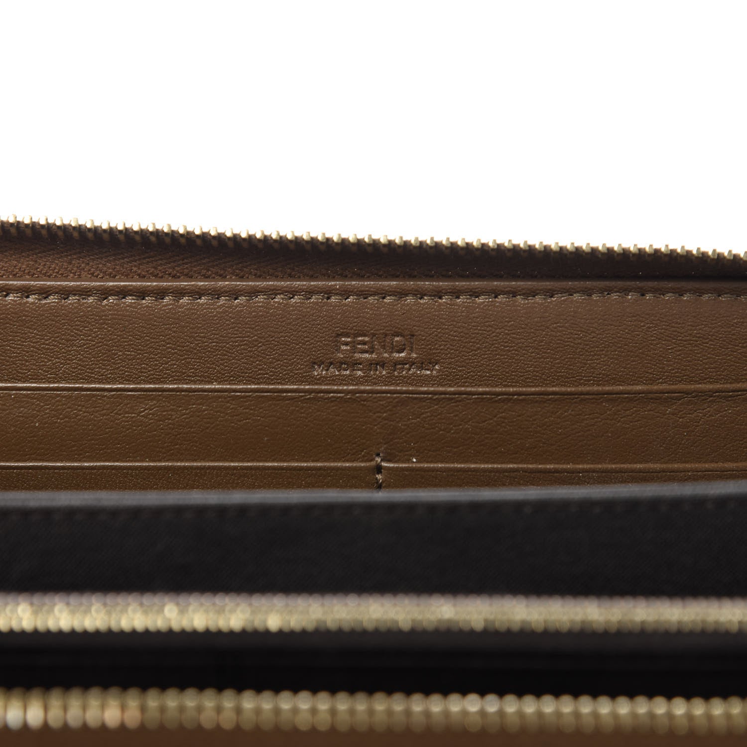 Fendi Pequin Vitello Zip Around Wallet Tobacco Foresta 9 of 9