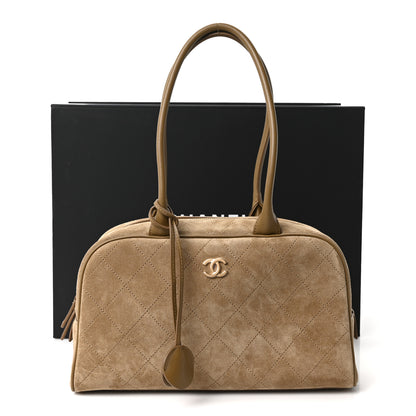 Chanel Suede Calfskin Large Perfect Bowling Bag Dark Beige 11 of 11