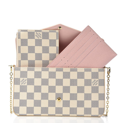 Louis Vuitton Damier Azur Pochette Felicie Chain Wallet Rose Ballerine 8 of 12