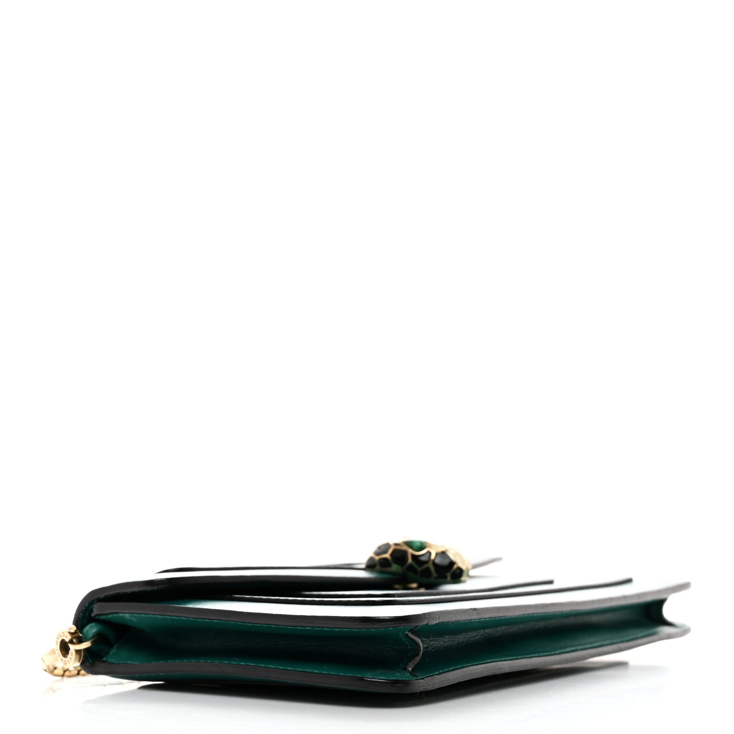 Calfskin Serpenti Forever Flap Clutch Emerald Green