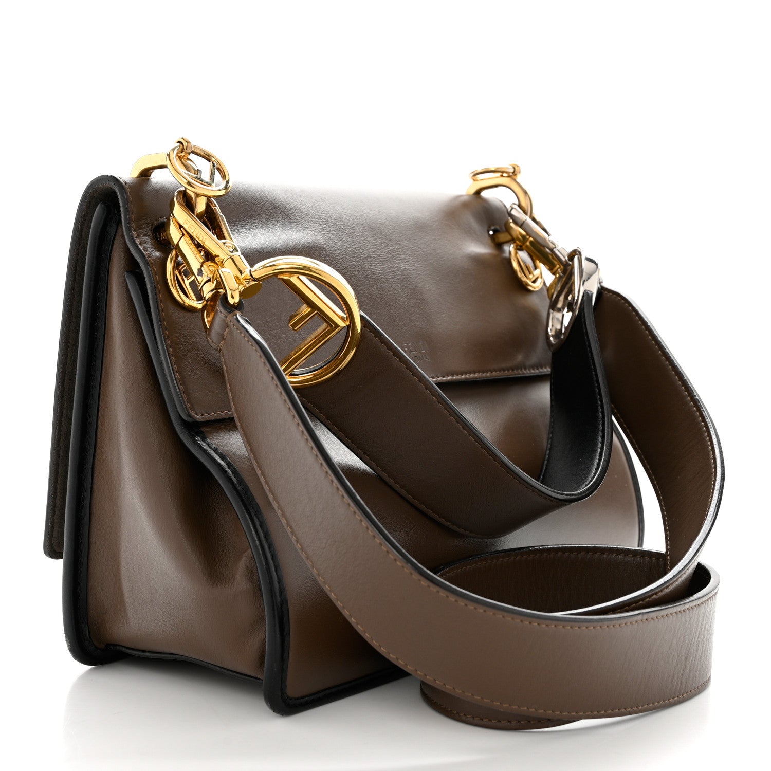 Fendi Vitello Century F is Fendi Bi-Color FF 1974 Embossed Kan I Shoulder Bag Maya Black 3 of 12