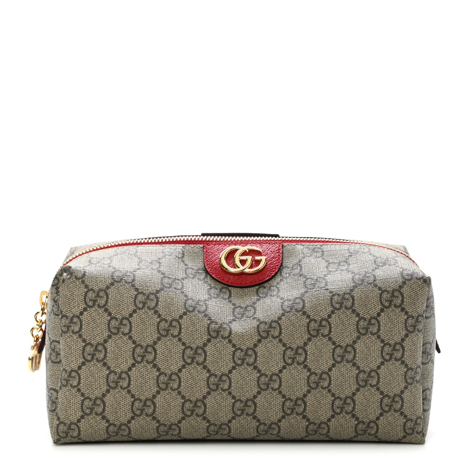 Gucci Soft GG Supreme Monogram Calfskin Large Ophidia Cosmetic Case Beige Ebony Hibiscus Red 1 of 7