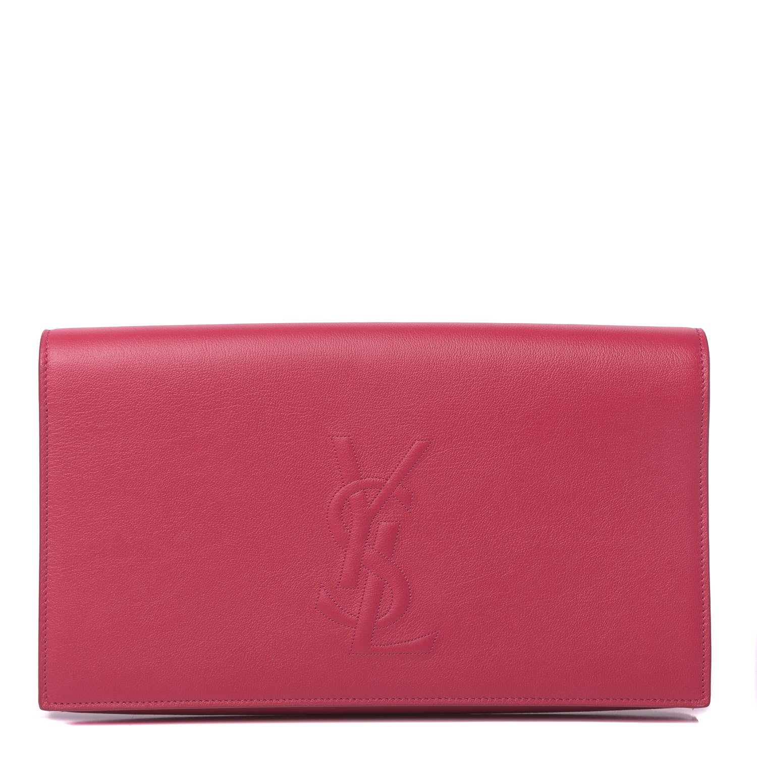 Saint Laurent Calfskin Monogram Large Belle De Jour Clutch Lipstick Fuchsia 1 of 9