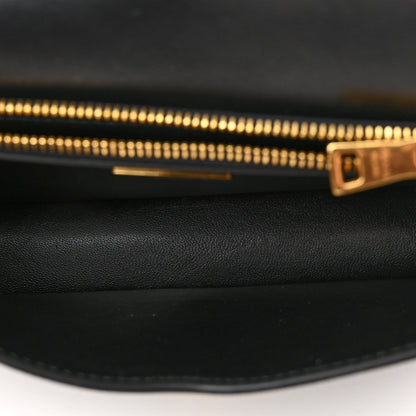 Prada Saffiano Lux Metal Triangle Logo Mini Envelope Chain Shoulder Bag Black 5 of 9