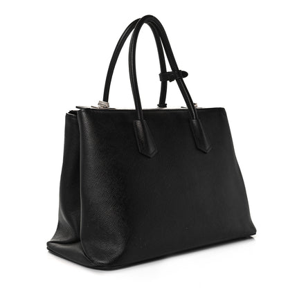 Prada Saffiano Cuir Twin Tote Black 2 of 14