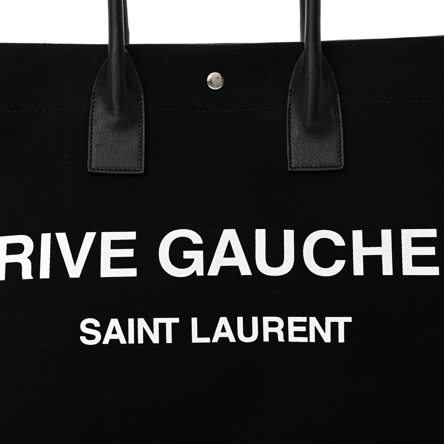 Saint Laurent Linen Calfskin Rive Gauche Tote Black 7 of 9