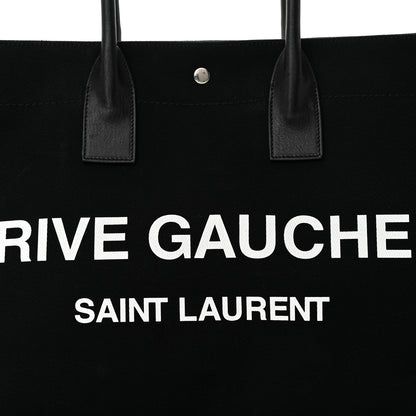 Saint Laurent Linen Calfskin Rive Gauche Tote Black 7 of 9