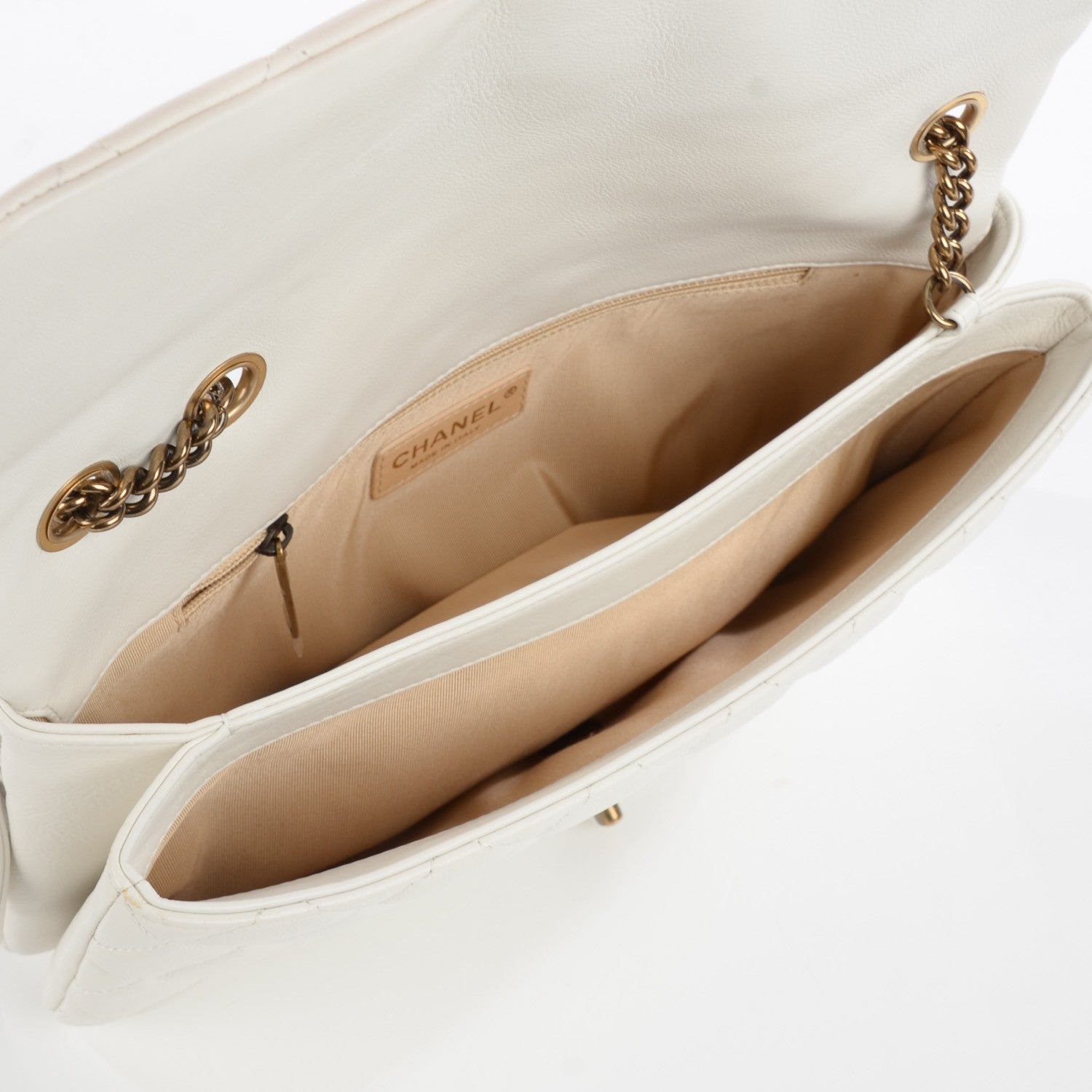 Chanel Calfskin Quilted Medium CC Crown Flap White 5 of 9