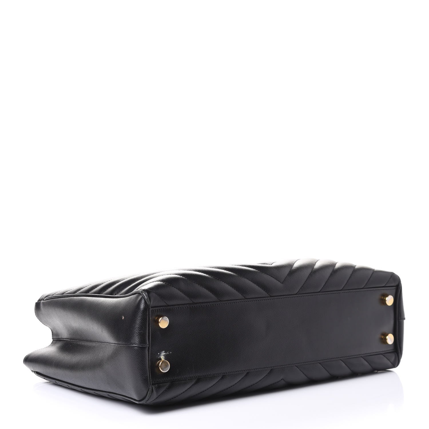 Saint Laurent Grain De Poudre Matelasse Chevron Monogram Shopping Bag Black 3 of 5